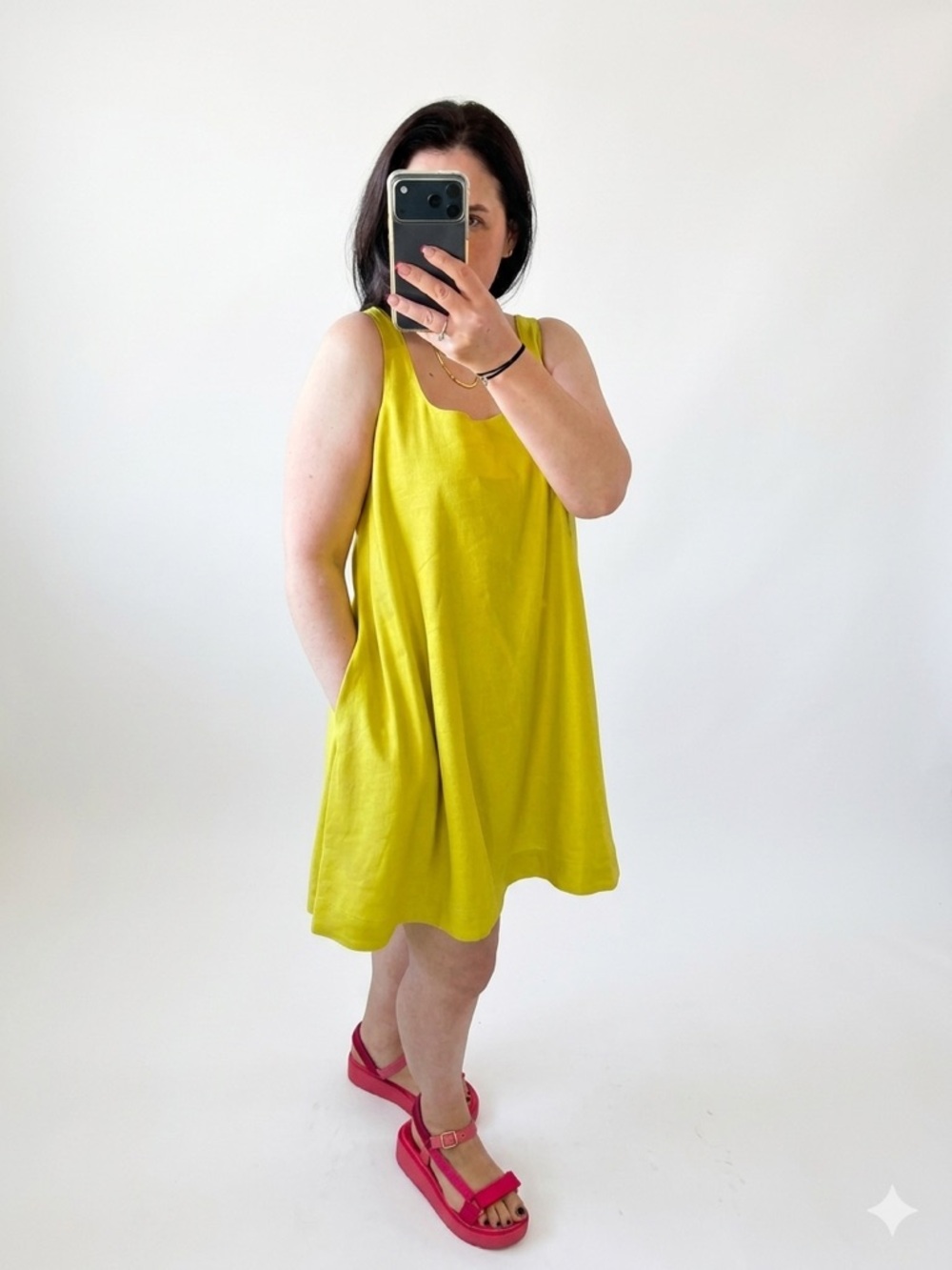 Anthropologie Bright Lime Sleeveless Mini Dress